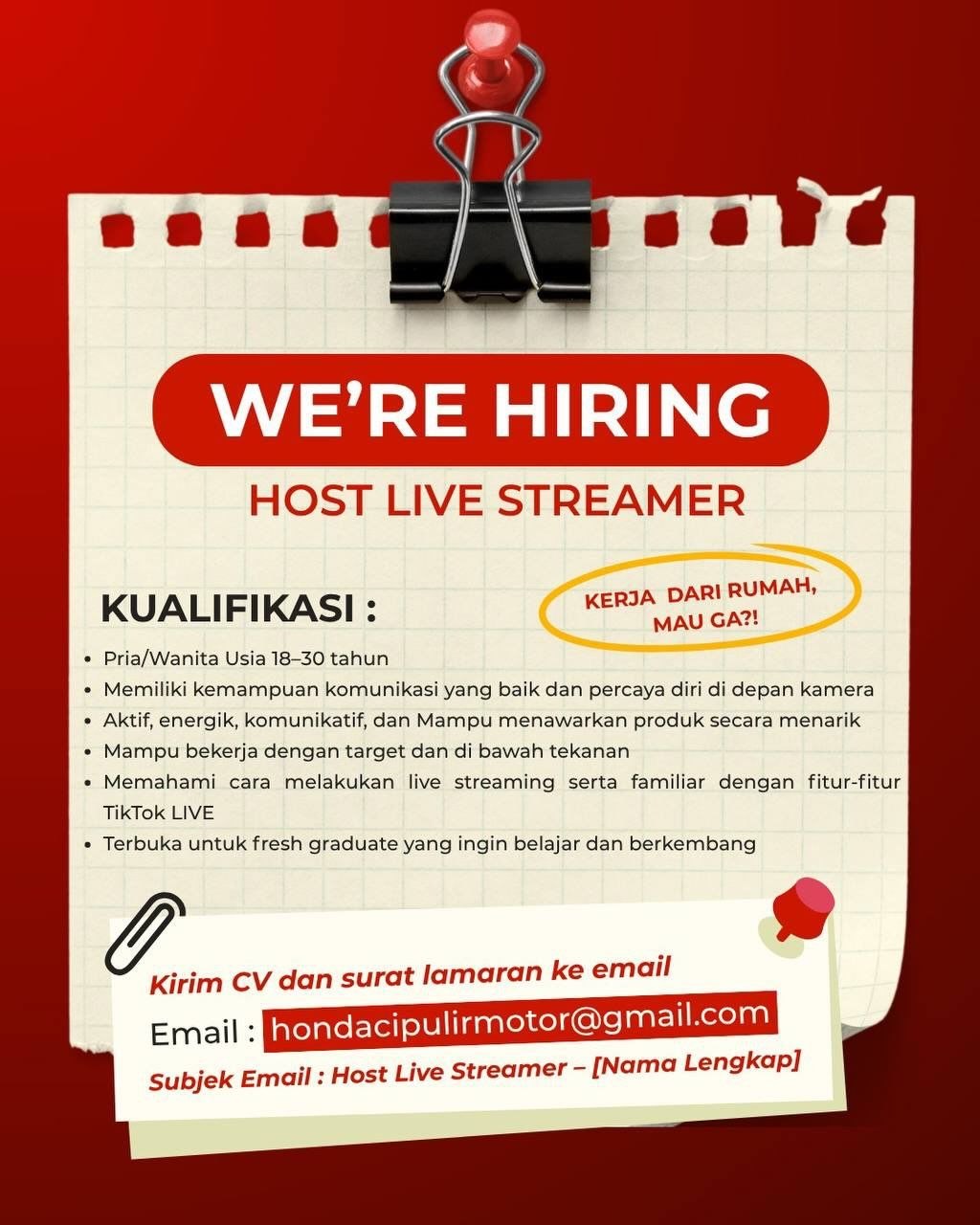 Poster lowongan Lowker Jakarta Update