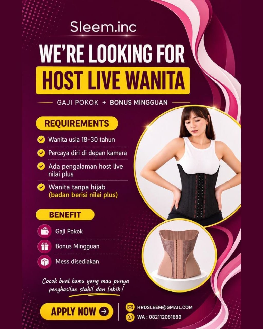 Poster lowongan Sleem.inc