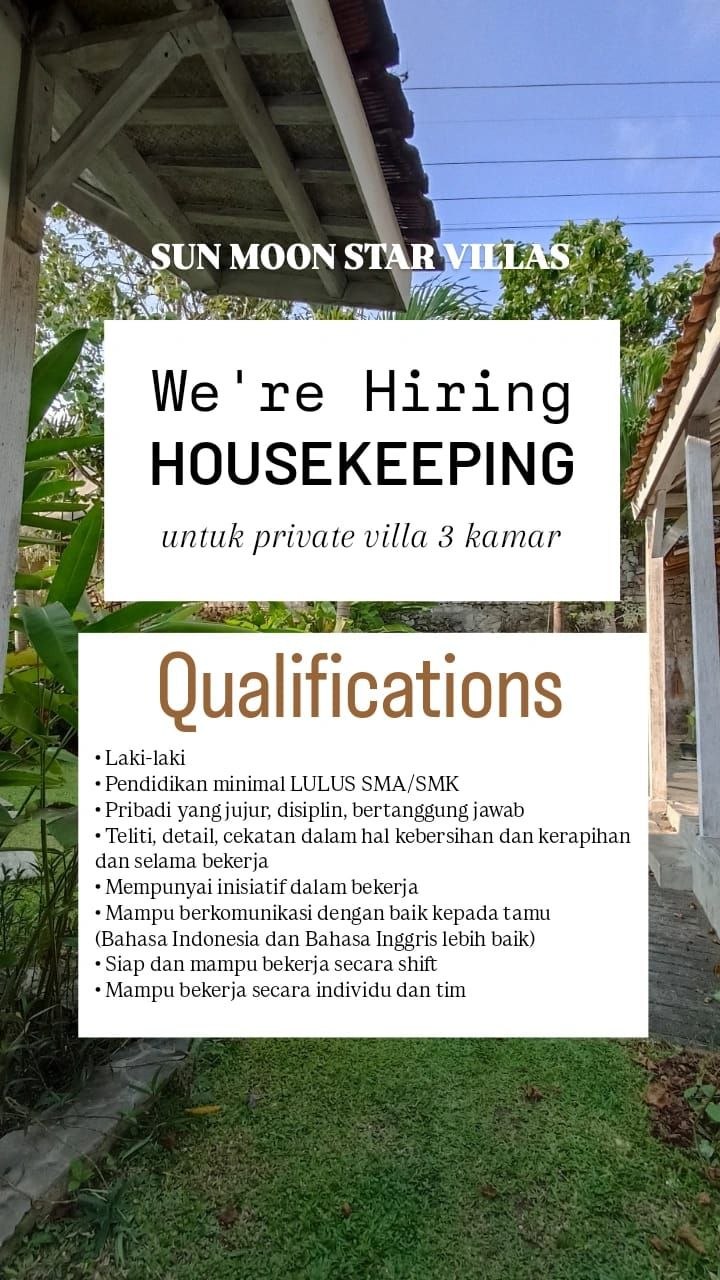 Poster lowongan Sun Moon Star Villas