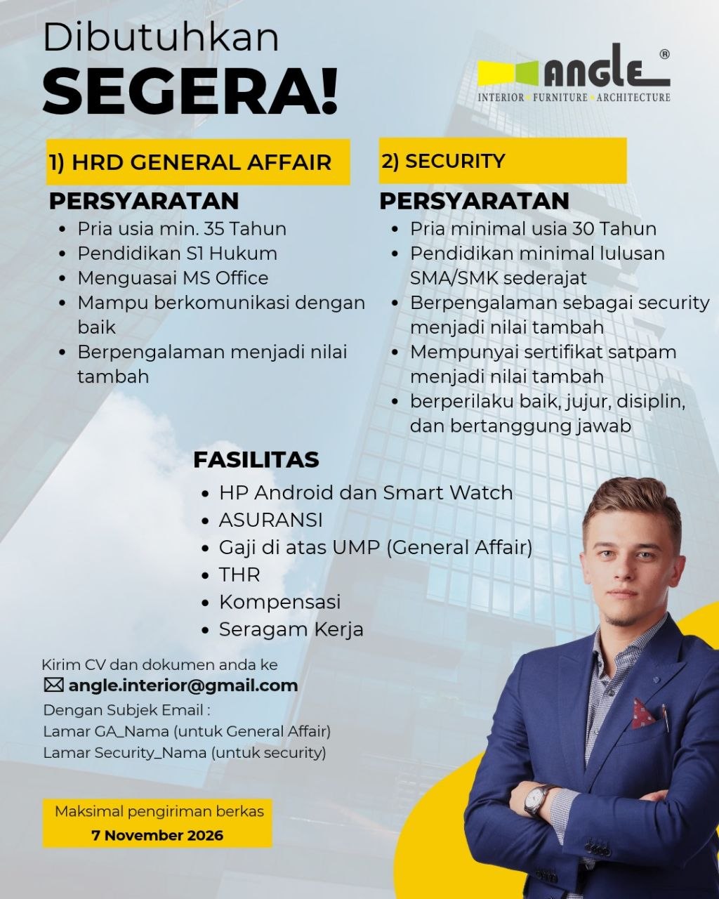 Poster lowongan PT Angle