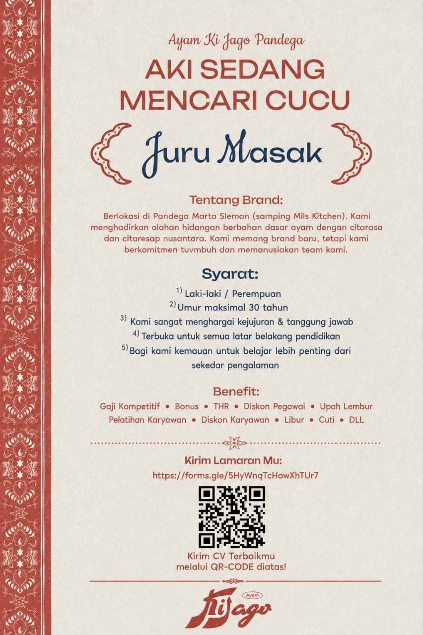 Poster lowongan Ayam Ki Jago