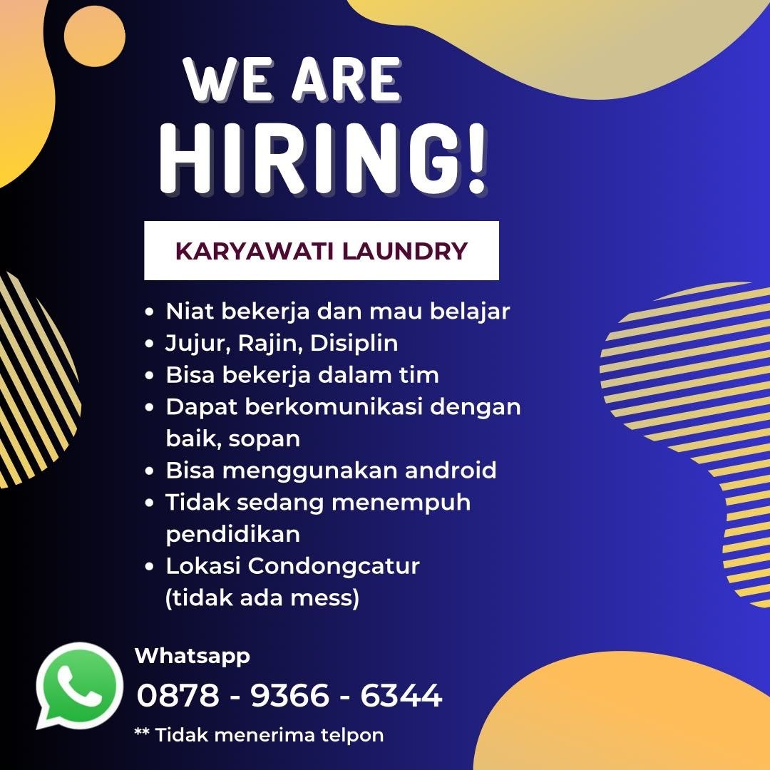 Poster lowongan KARYAWATI LAUNDRY