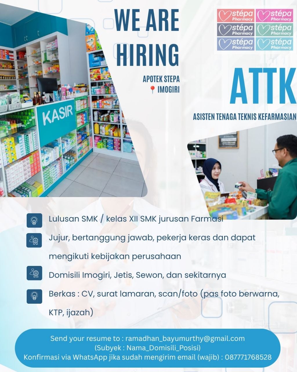 Poster lowongan Apotek Stepa