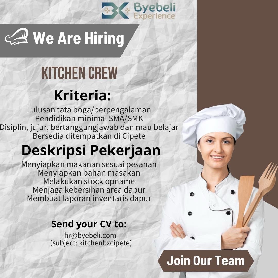 Poster lowongan Byebeli Experience