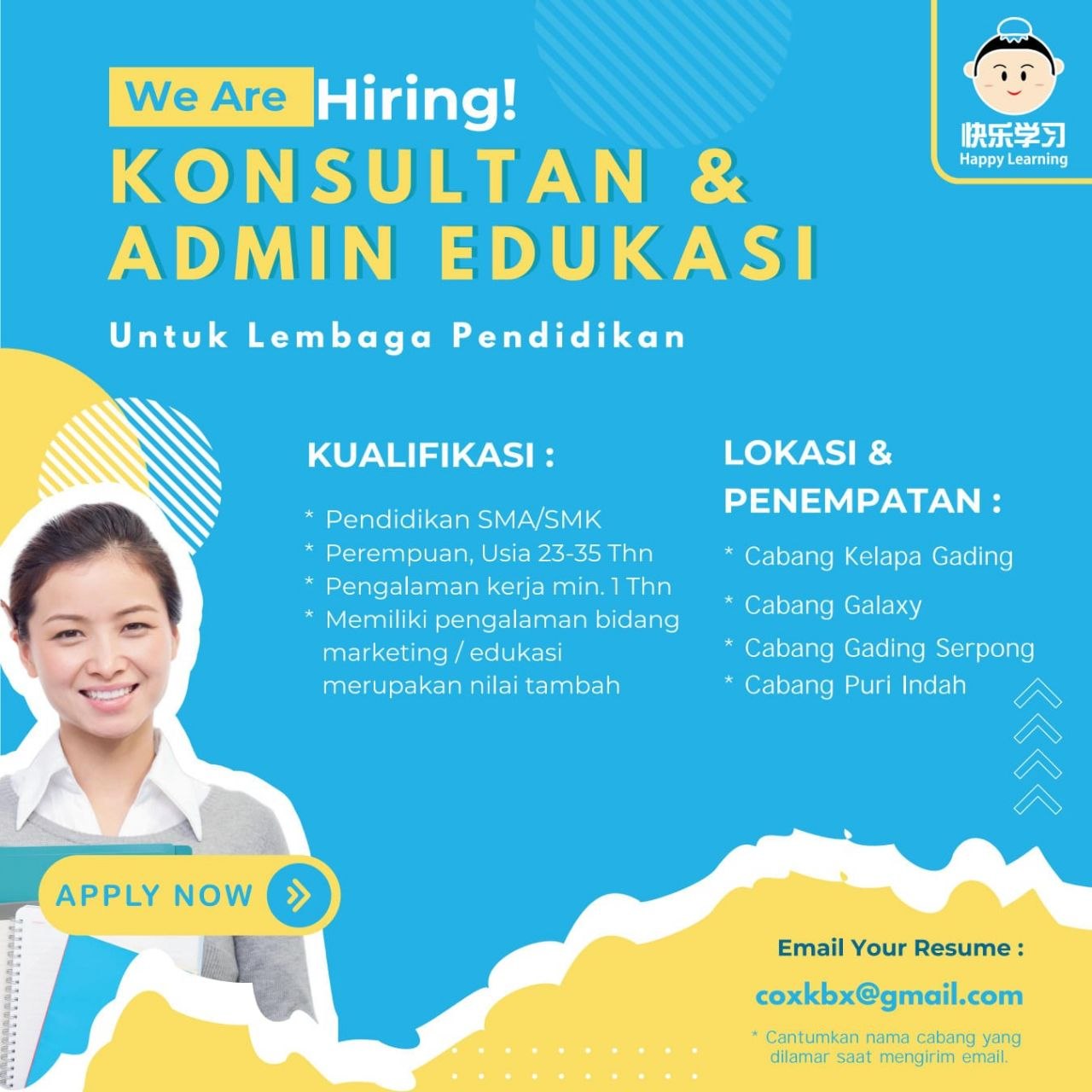 Poster lowongan Happy Learning