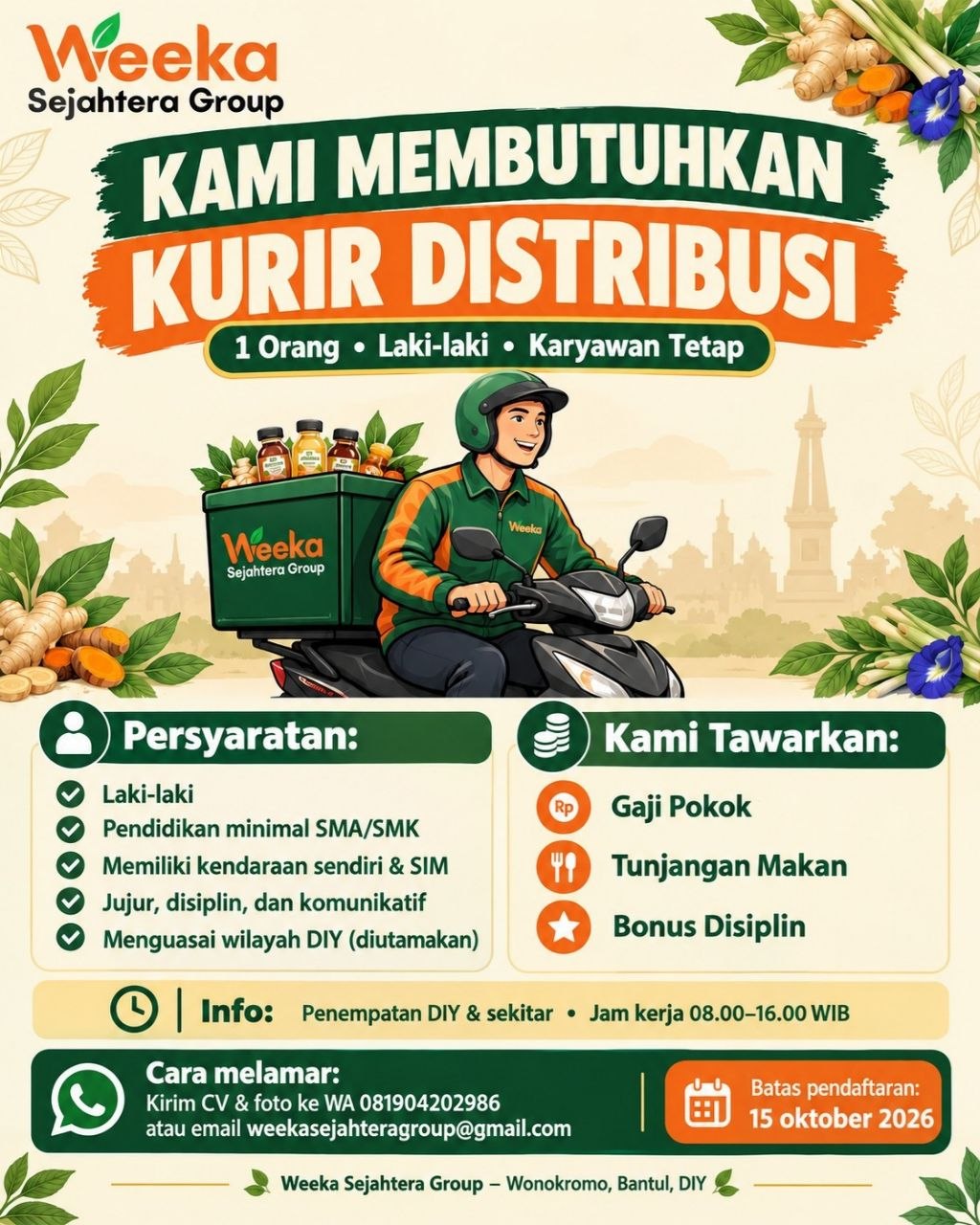 Poster lowongan Weeka Sejahtera Group