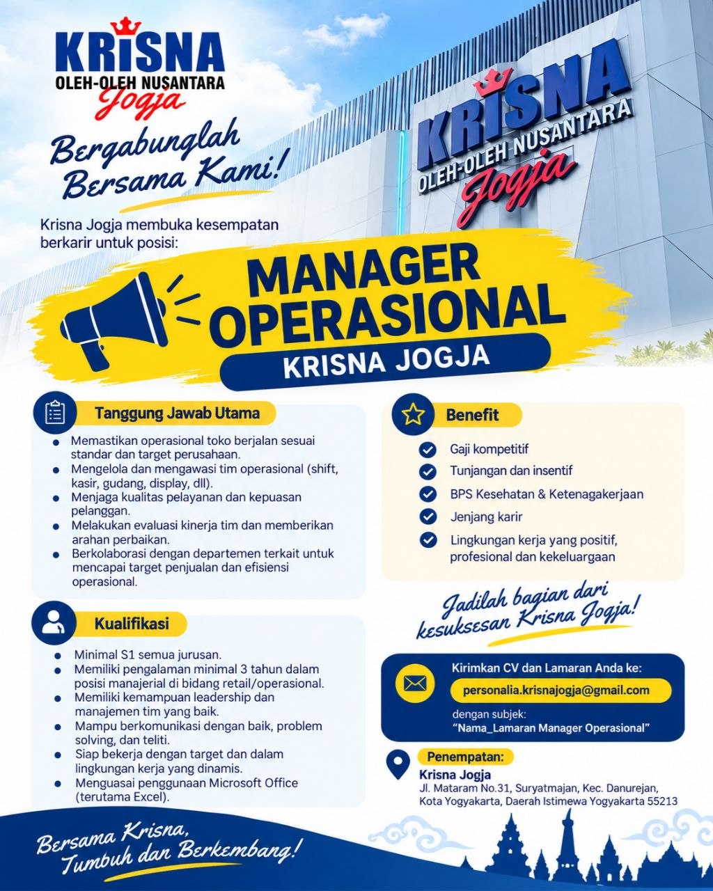 Poster lowongan Krisna Jogja