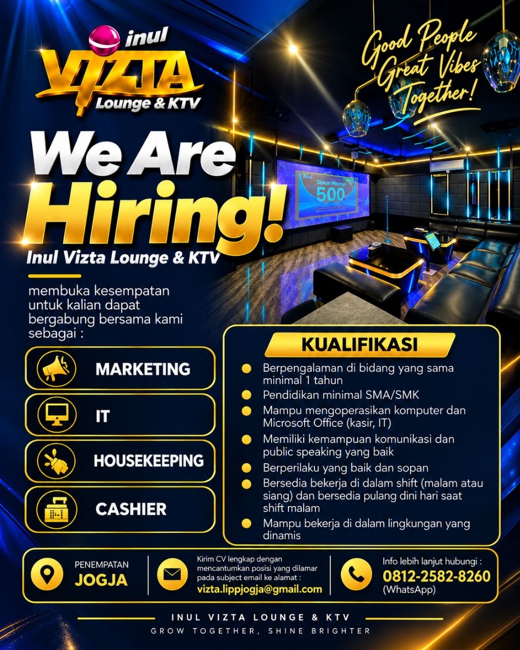 Poster lowongan Inul Vizta Lounge & KTV