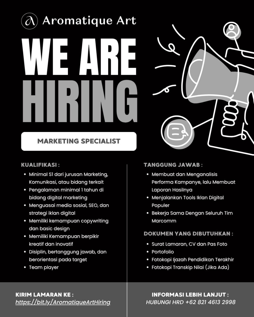 Poster lowongan Aromatique Art