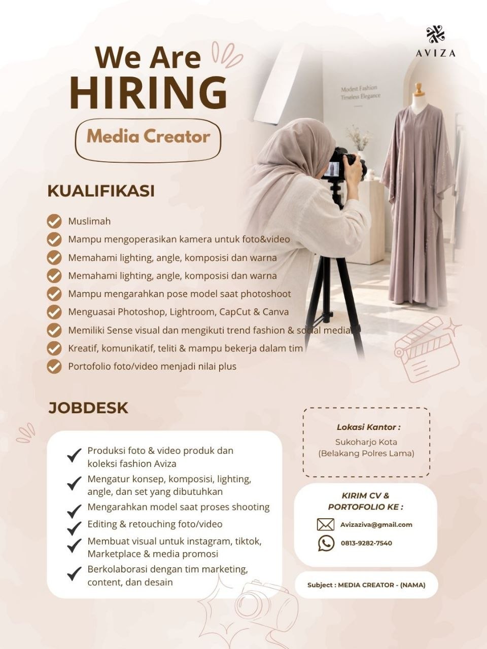 Poster lowongan Aviza