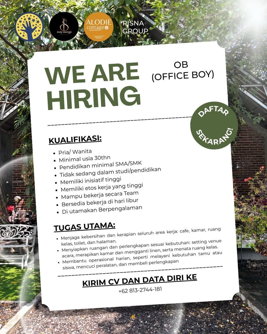 Poster lowongan RISNA GROUP