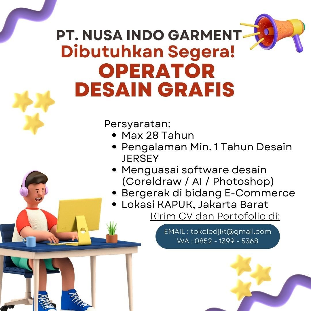 Poster lowongan PT. NUSA INDO GARMENT