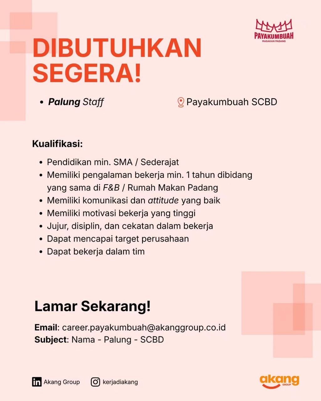 Poster lowongan Akang Group