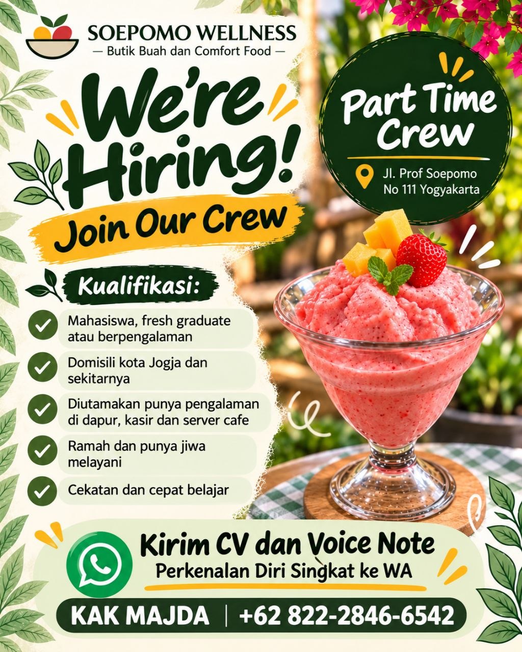 Poster lowongan Soepomo Wellness