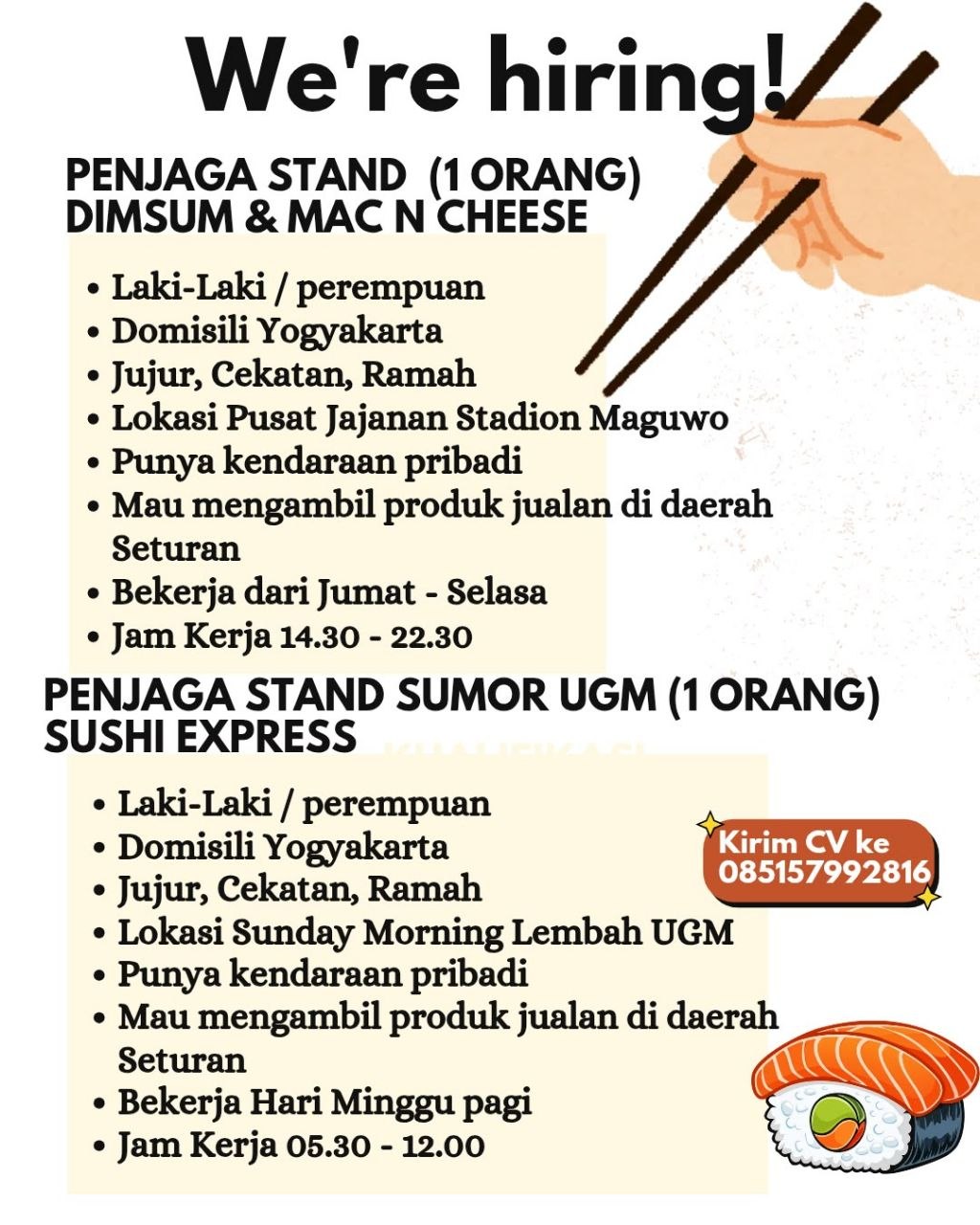 Poster lowongan LOKER JOGJA