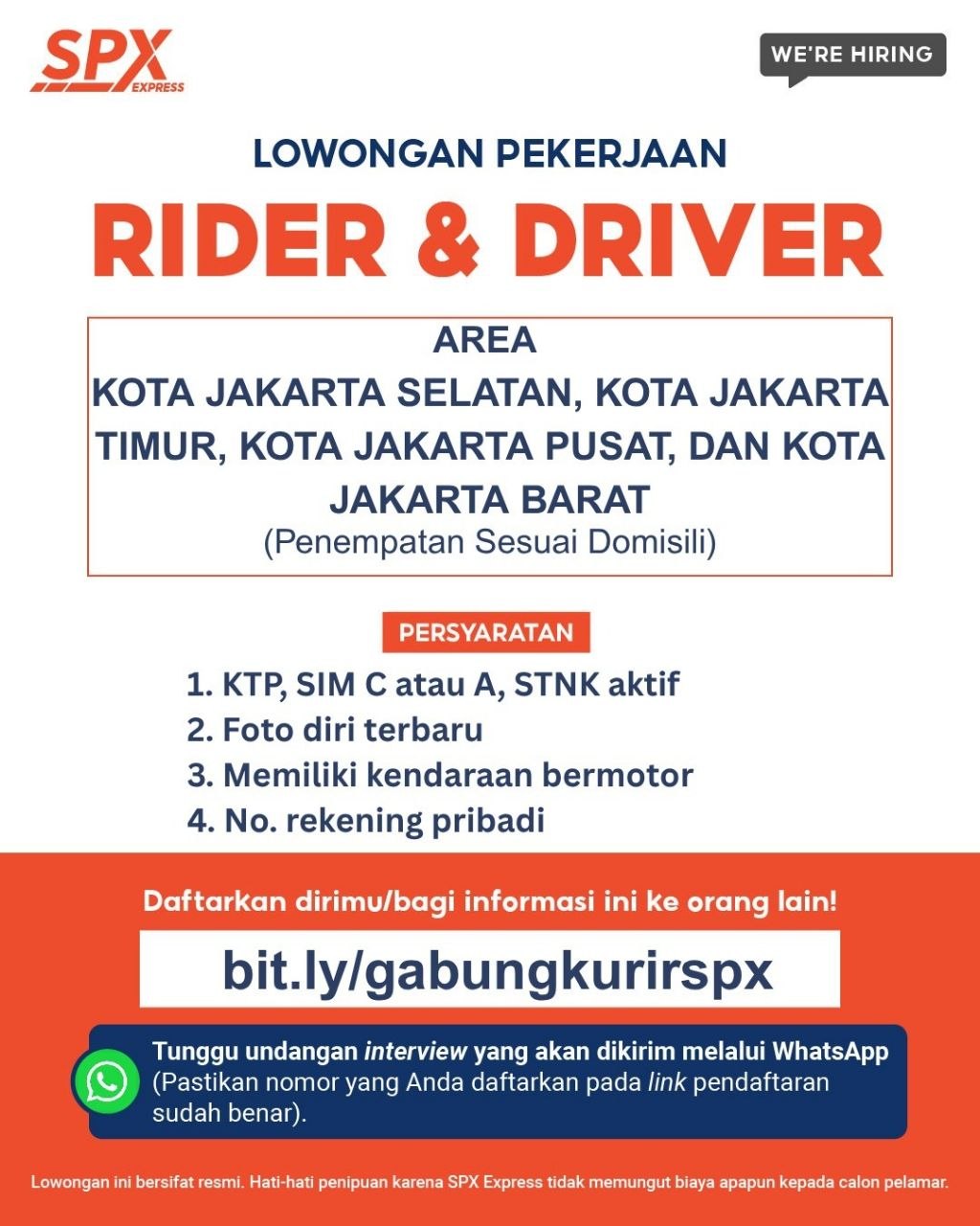Poster lowongan SPX Express