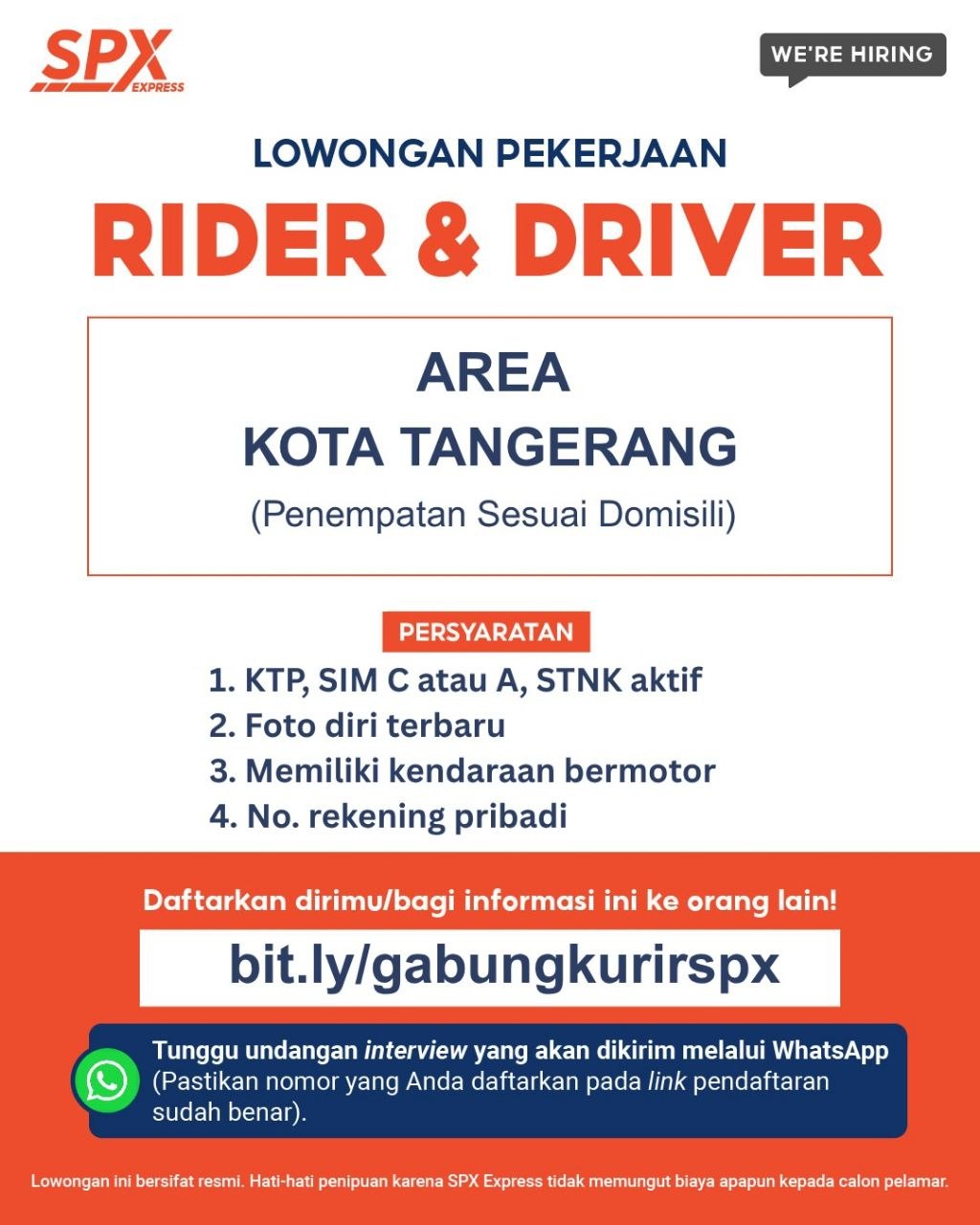 Poster lowongan SPX Express