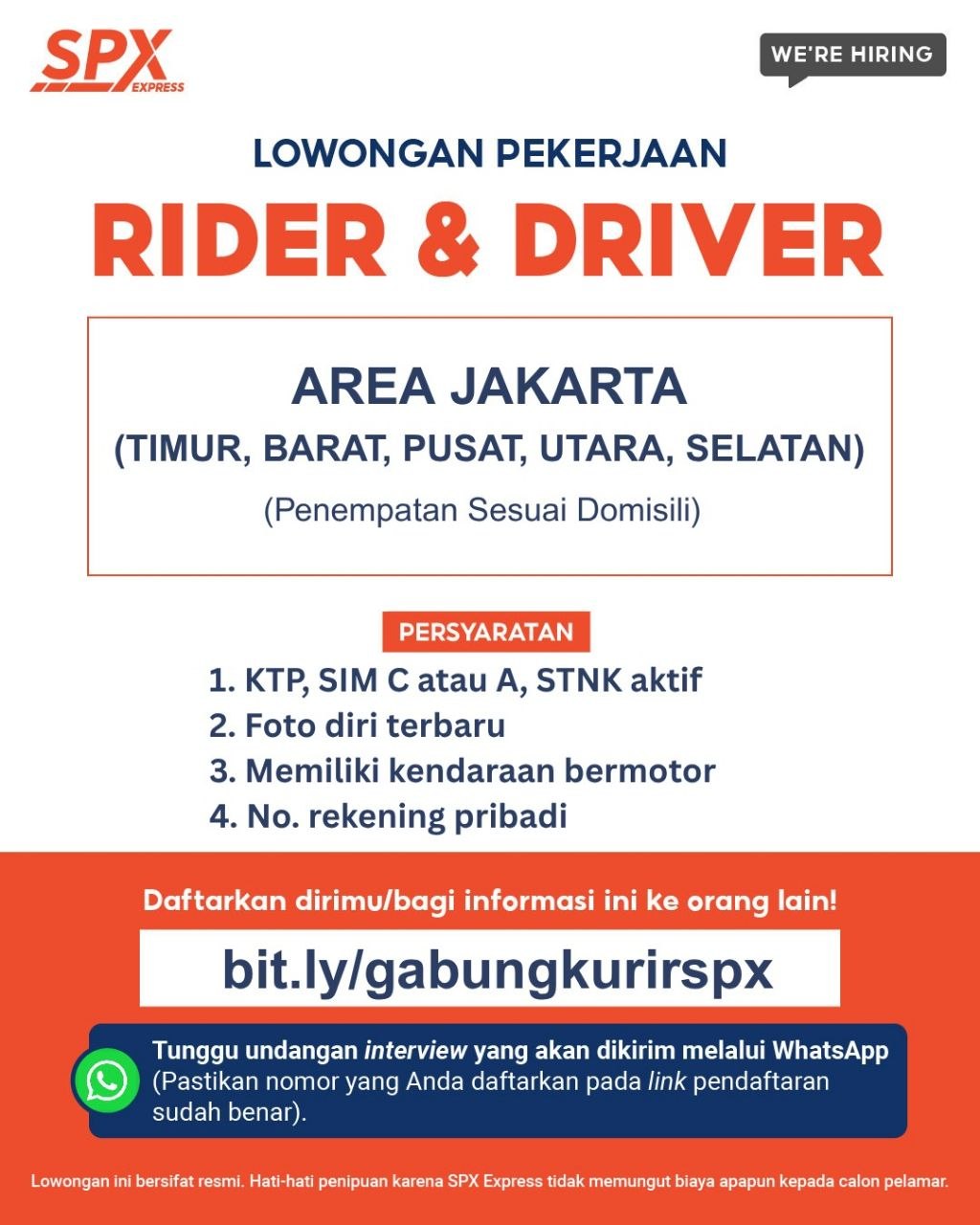 Poster lowongan SPX Express