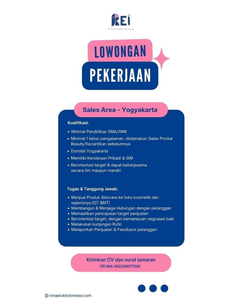 Poster lowongan PT Rona Elok Indonesia