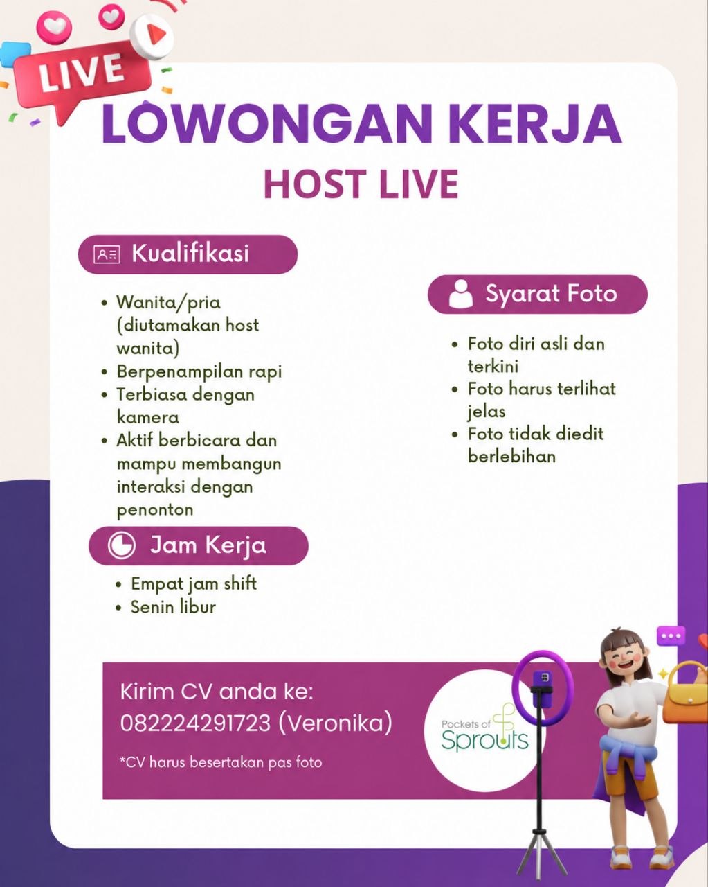Poster lowongan Pockets of Sprouts