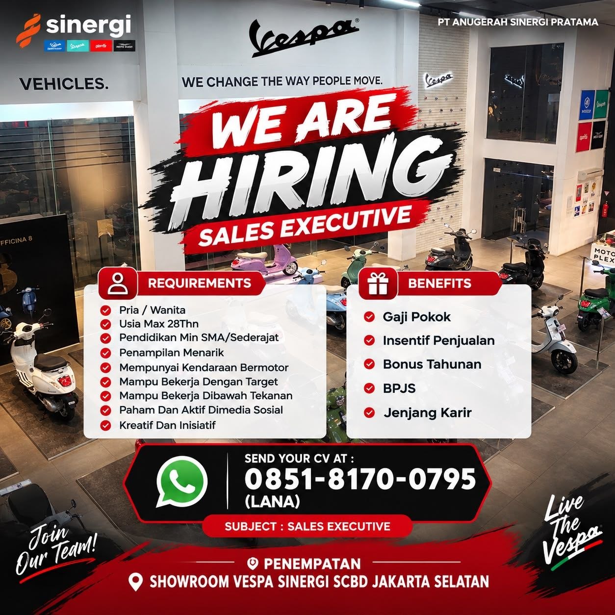 Poster lowongan PT Anugerah Sinergi Pratama
