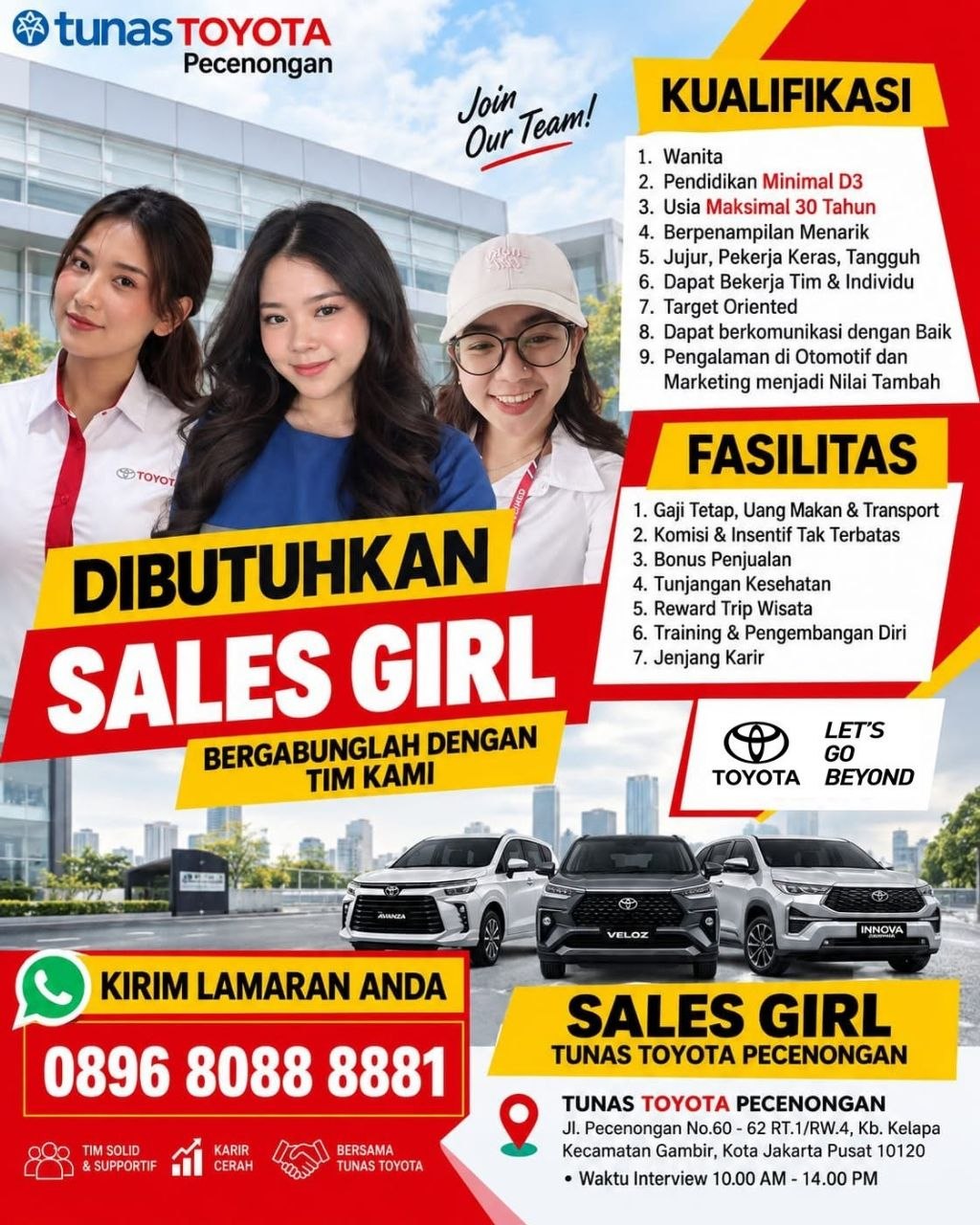 Poster lowongan Tunas Toyota Pecenongan