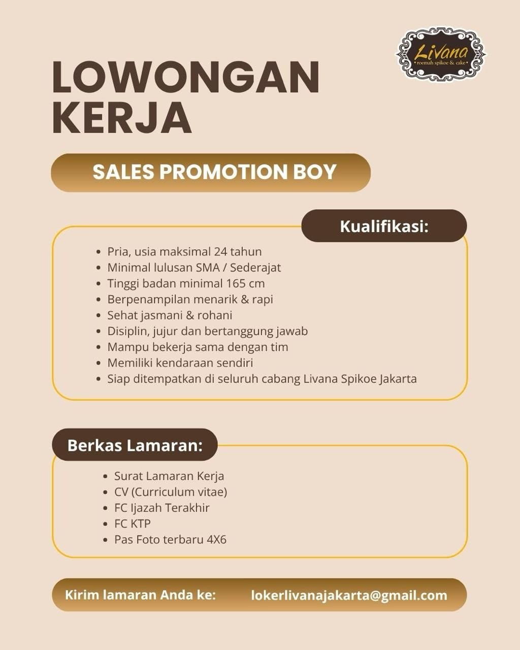 Poster lowongan Livana Spikoe & Cake