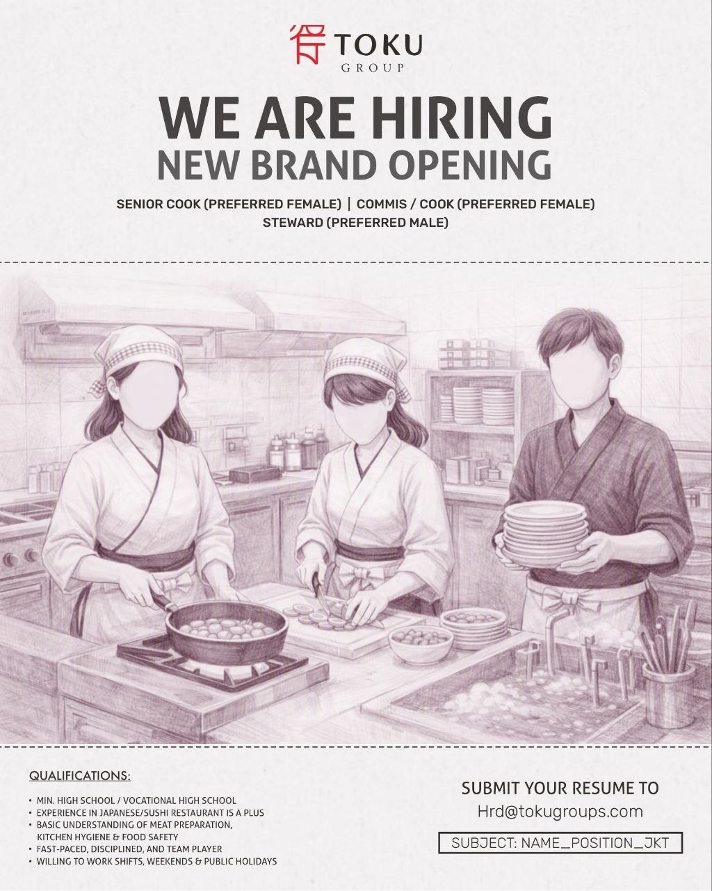 Poster lowongan TOKU GROUP