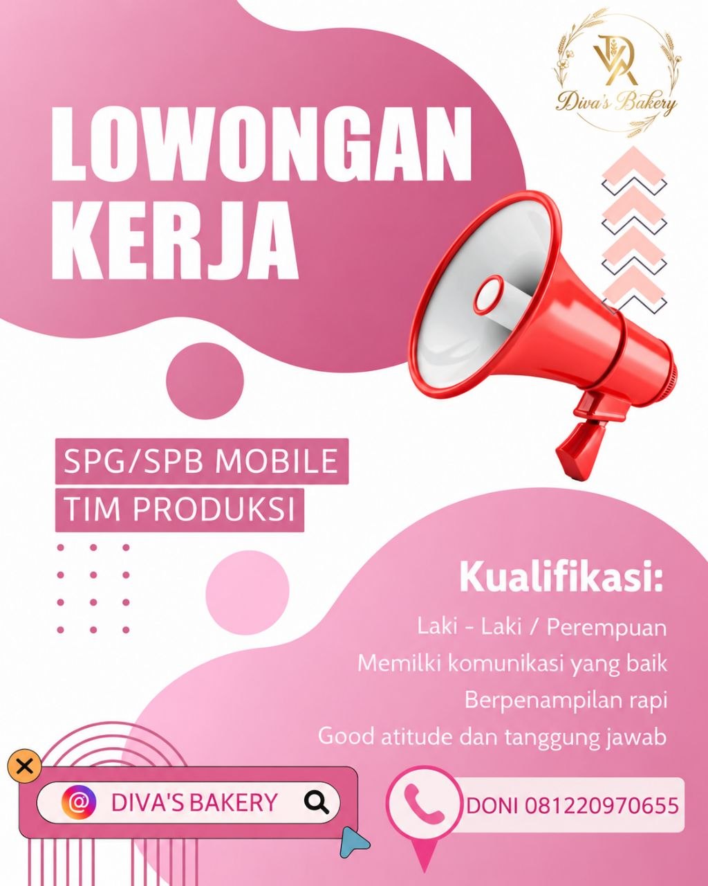 Poster lowongan Diva's Bakery