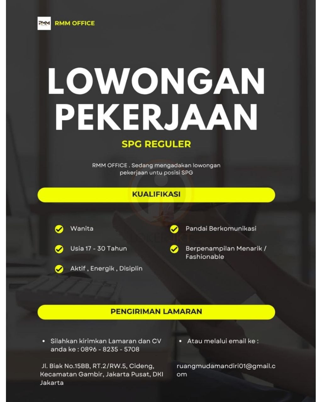 Poster lowongan RMM OFFICE