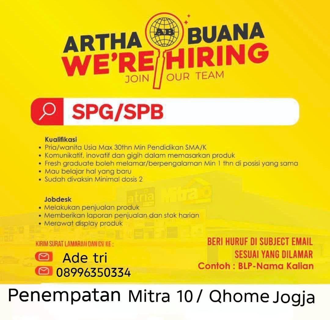 Poster lowongan ARTHA BUANA
