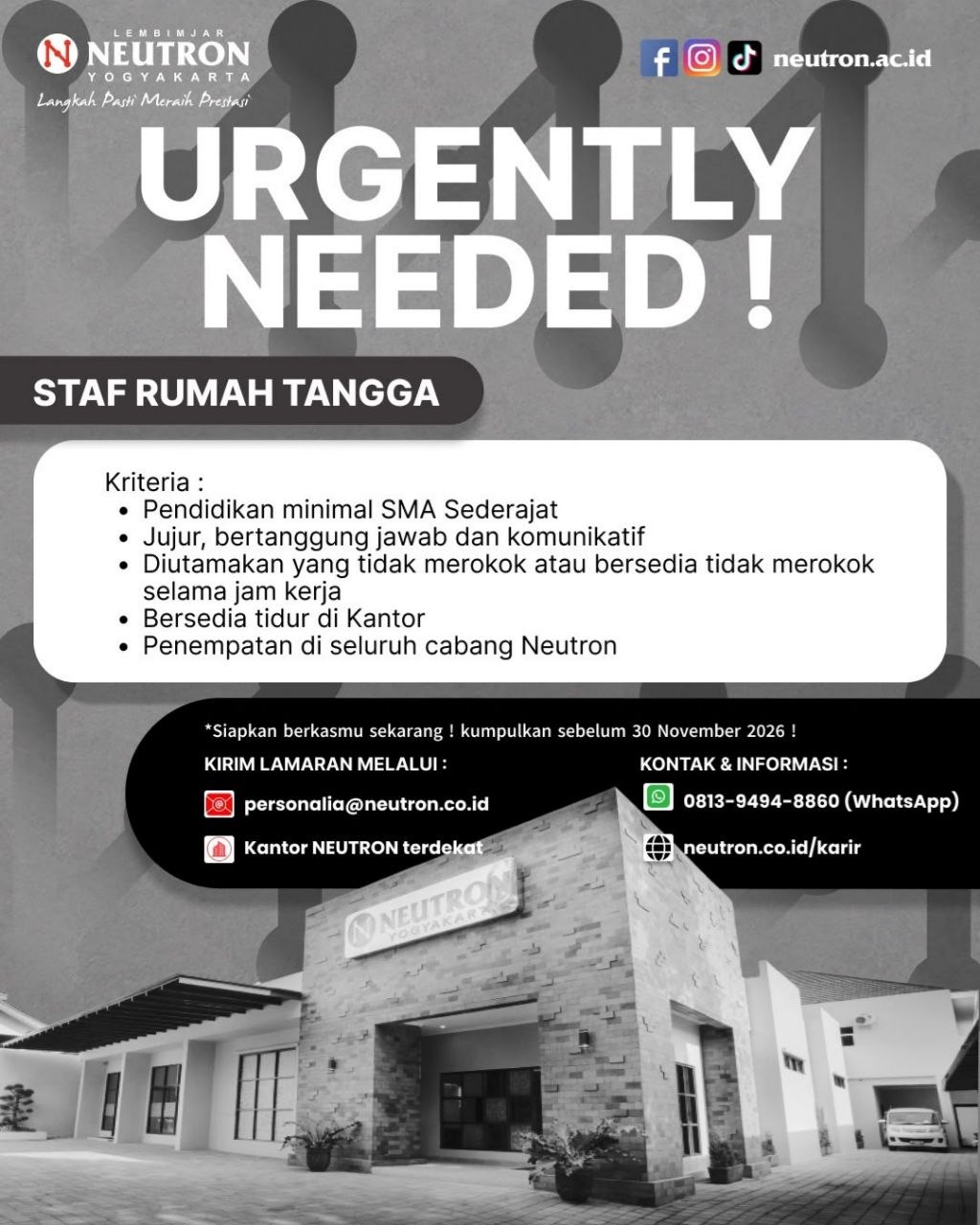 Poster lowongan Neutron
