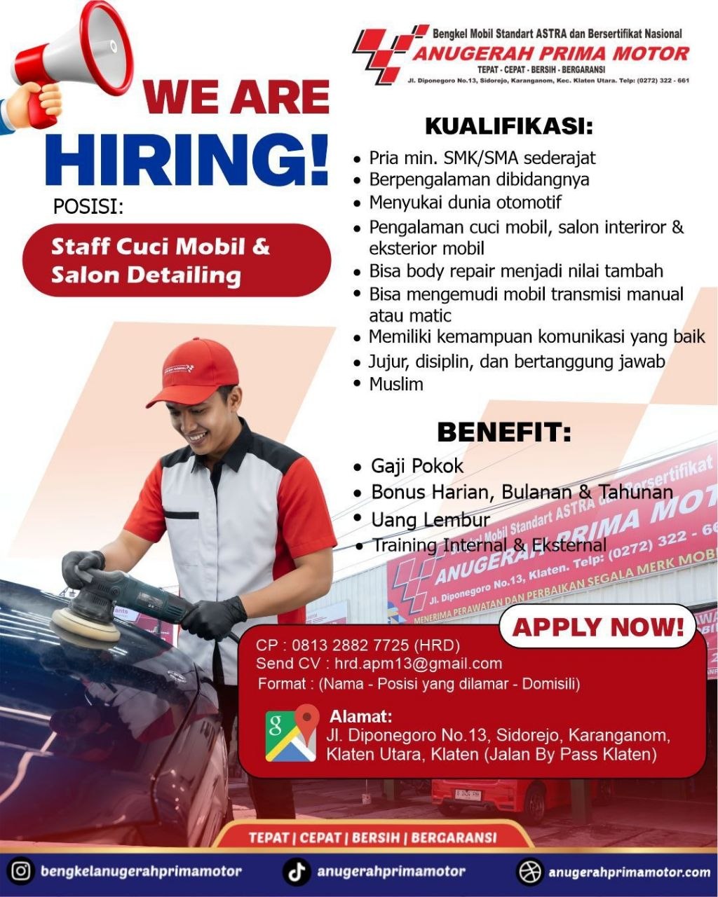 Poster lowongan Anugerah Prima Motor
