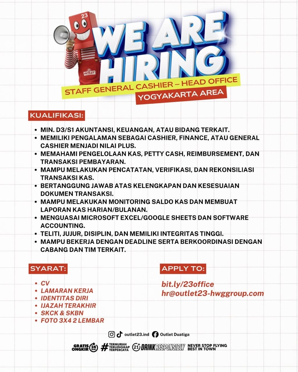 Poster lowongan Outlet Duatiga