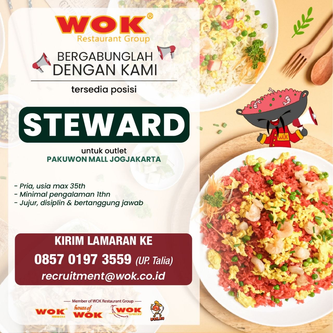 Poster lowongan WOK Restaurant Group