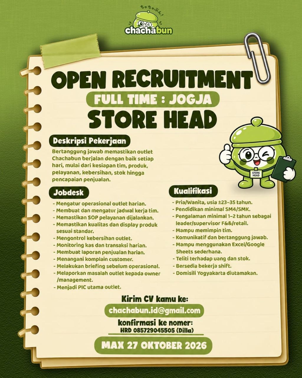 Poster lowongan Chachabun