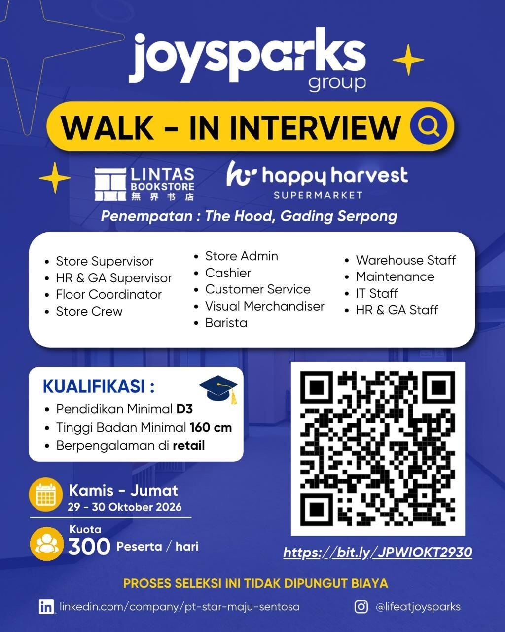 Poster lowongan joysparks group
