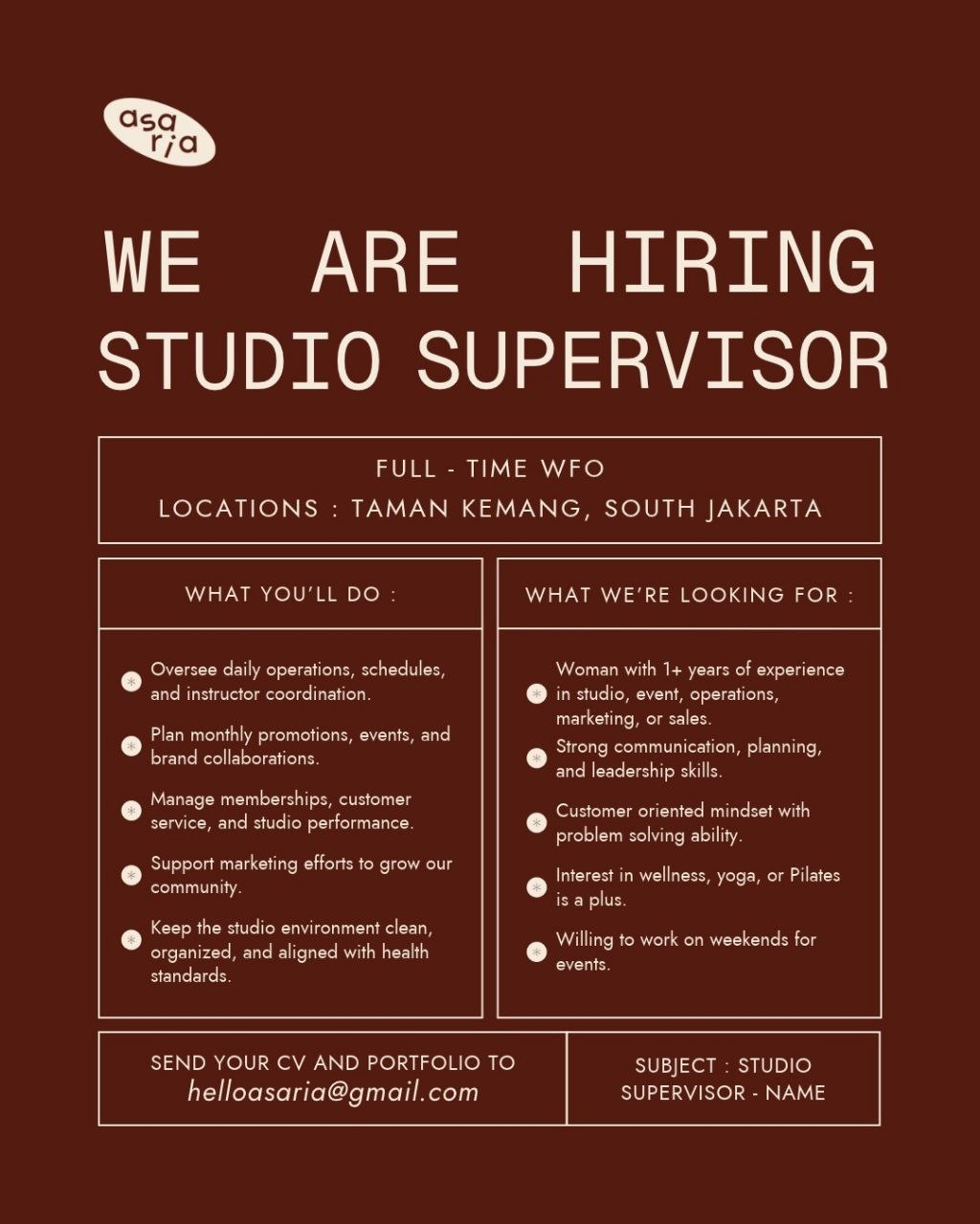 Poster lowongan Asaria
