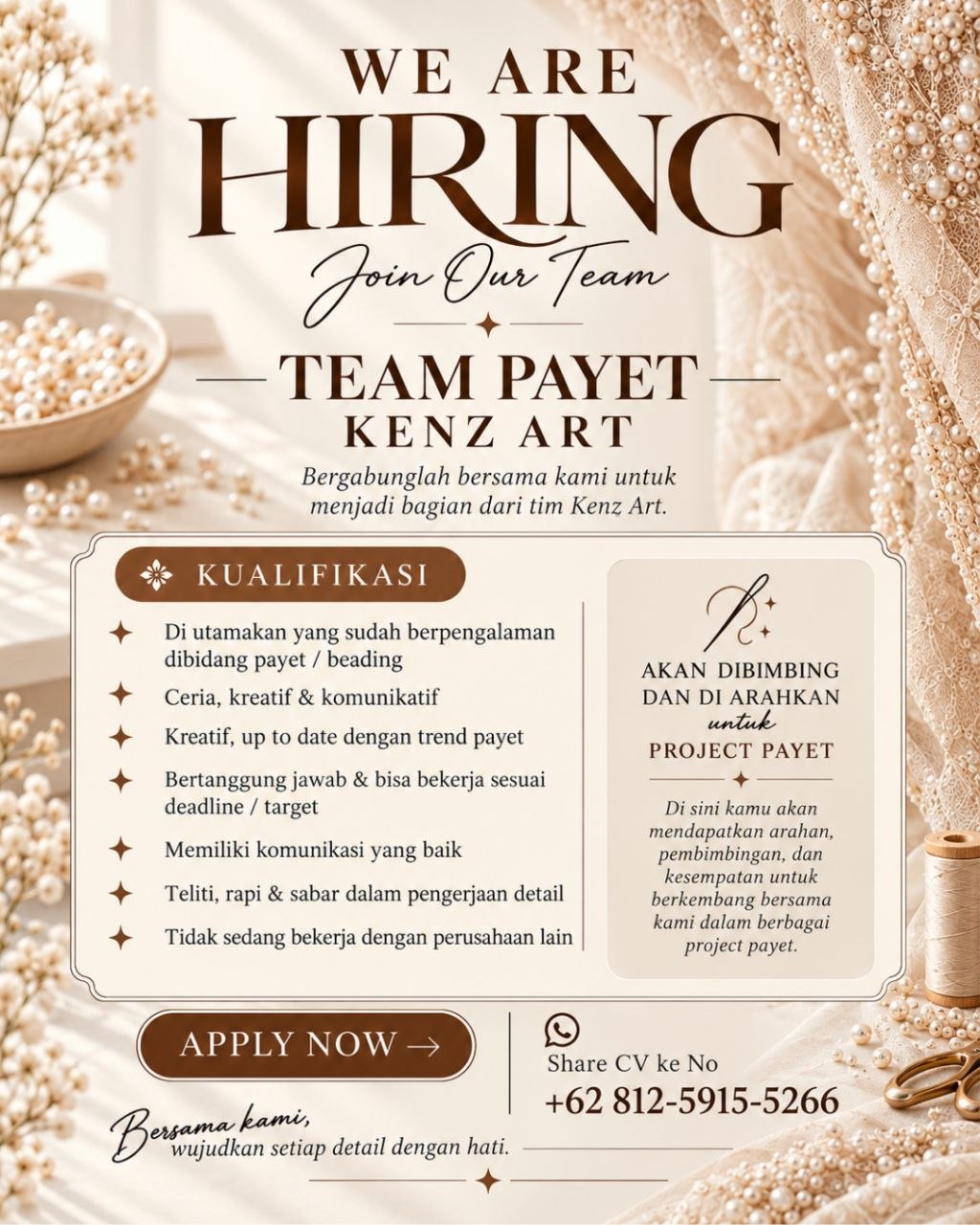 Poster lowongan KENZ ART