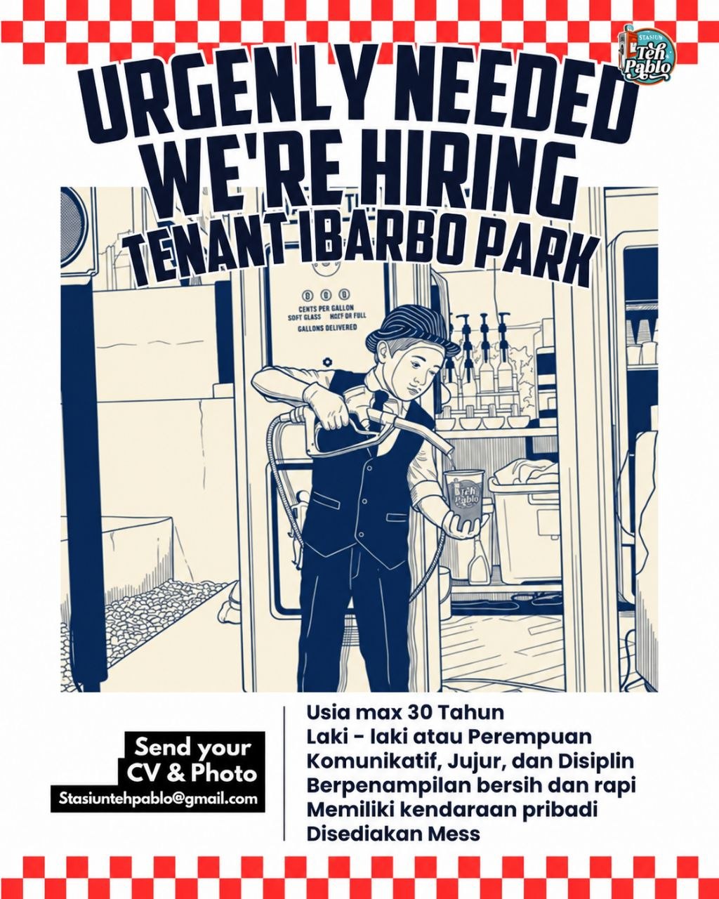 Poster lowongan Stasiun Teh Pablo