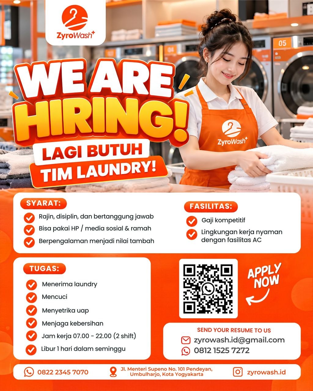 Poster lowongan ZyroWash+