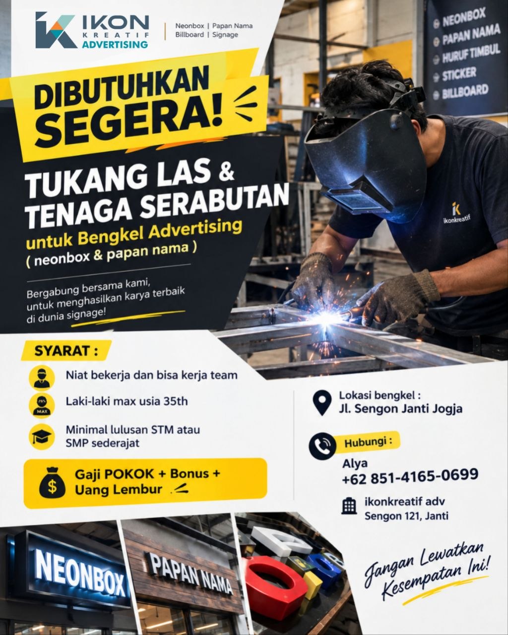 Poster lowongan IKON Kreatif Advertising