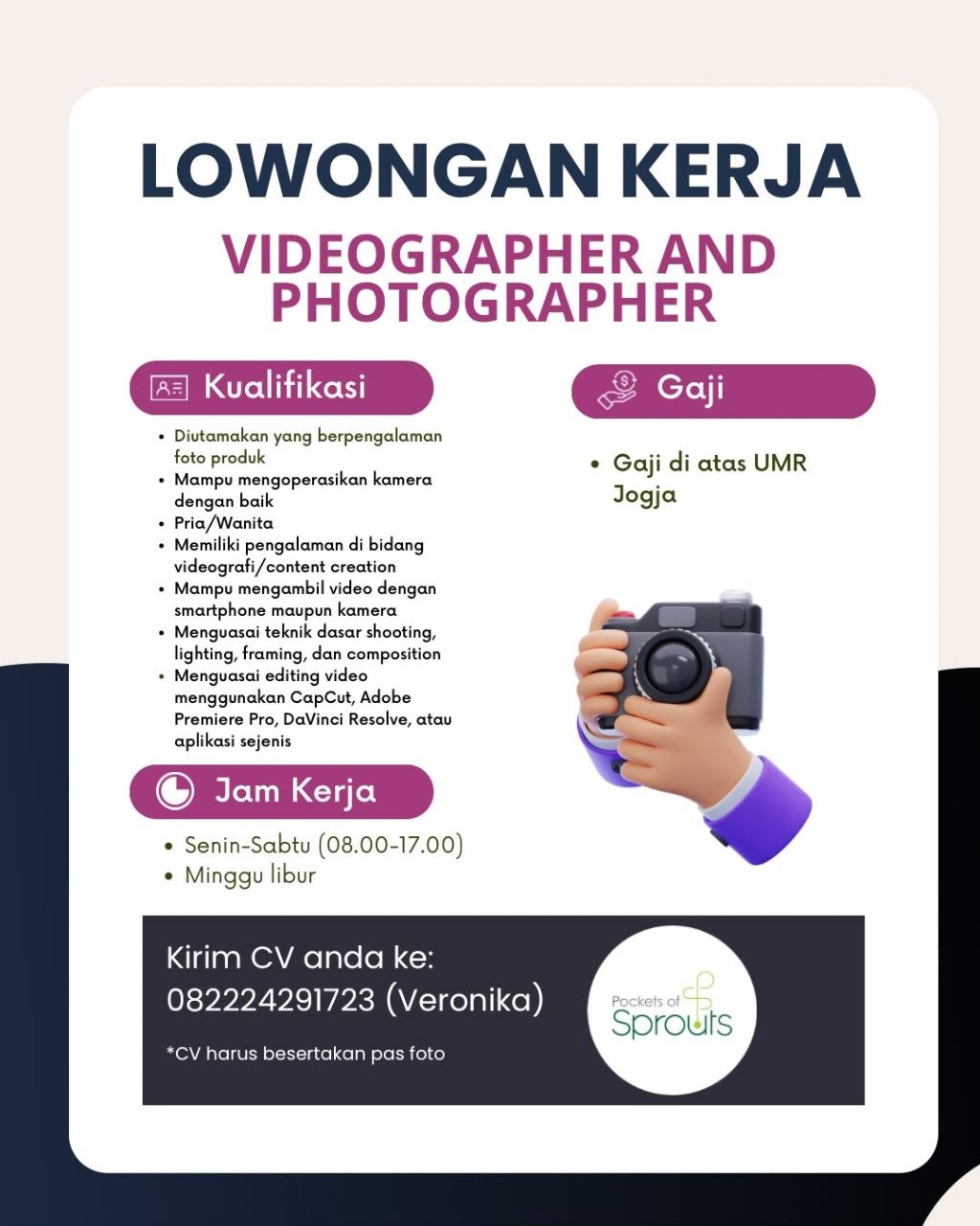 Poster lowongan Pockets of Sprouts