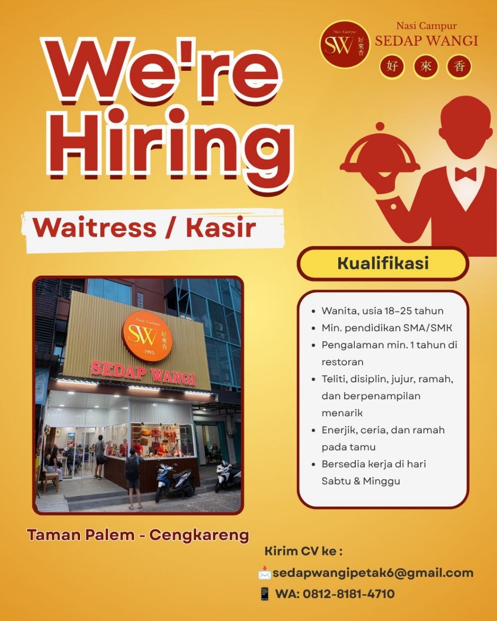 Poster lowongan Nasi Campur SEDAP WANGI