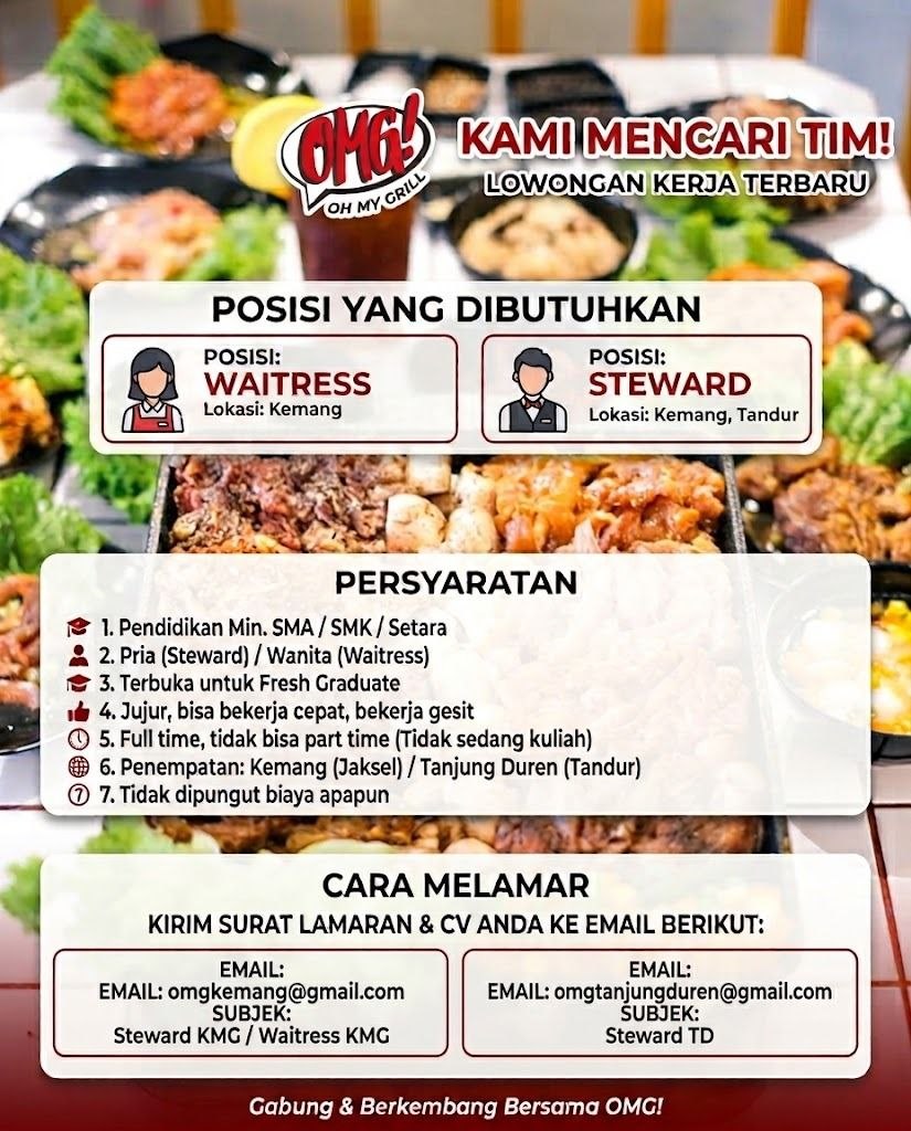 Poster lowongan OMG! OH MY GRILL