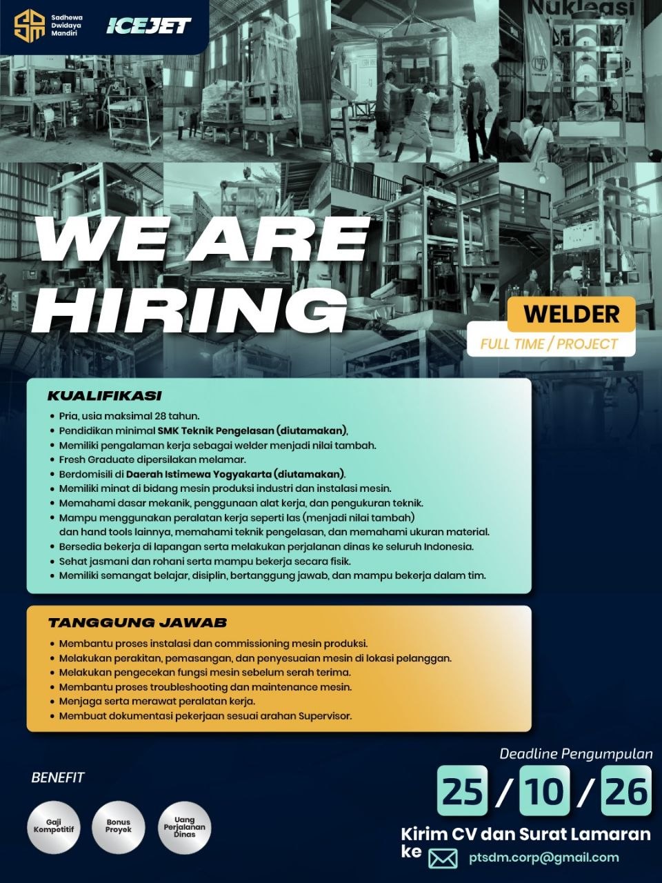 Poster lowongan Sadhewa Dwidaya Mandiri