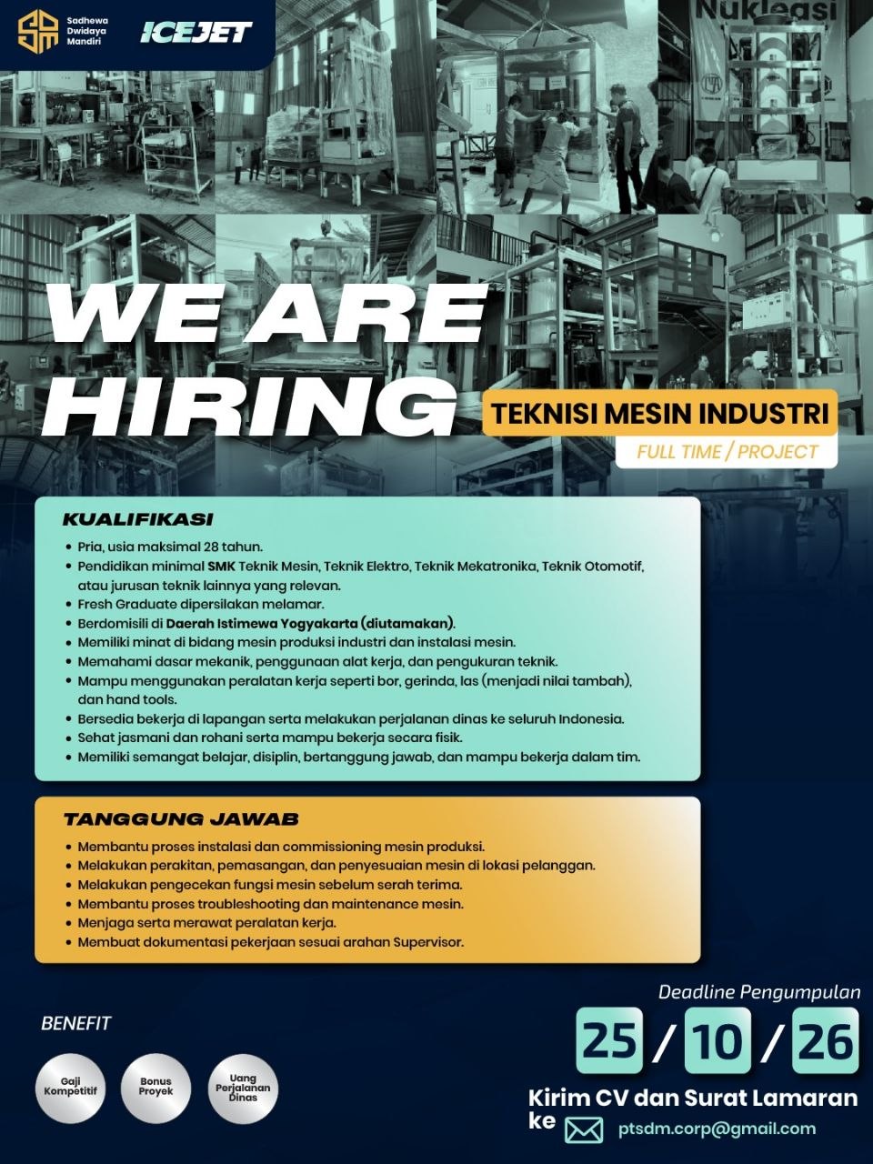 Poster lowongan Sadhewa Dwidaya Mandiri